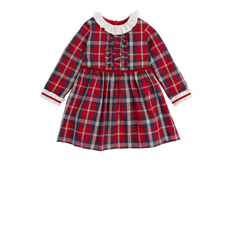 TUTTO PICCOLO Vestito tartan rosso-blu con calzamaglia rossa - immagine 2