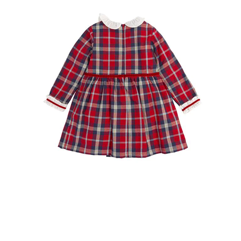 TUTTO PICCOLO Vestito tartan rosso-blu con calzamaglia rossa - immagine 3