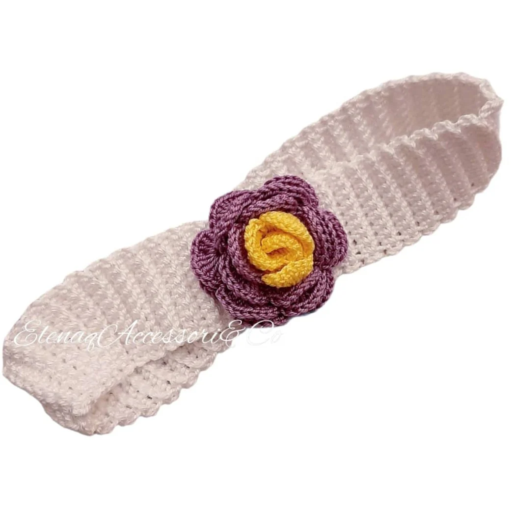 Fascia capelli neonata rosa lilla - immagine 2