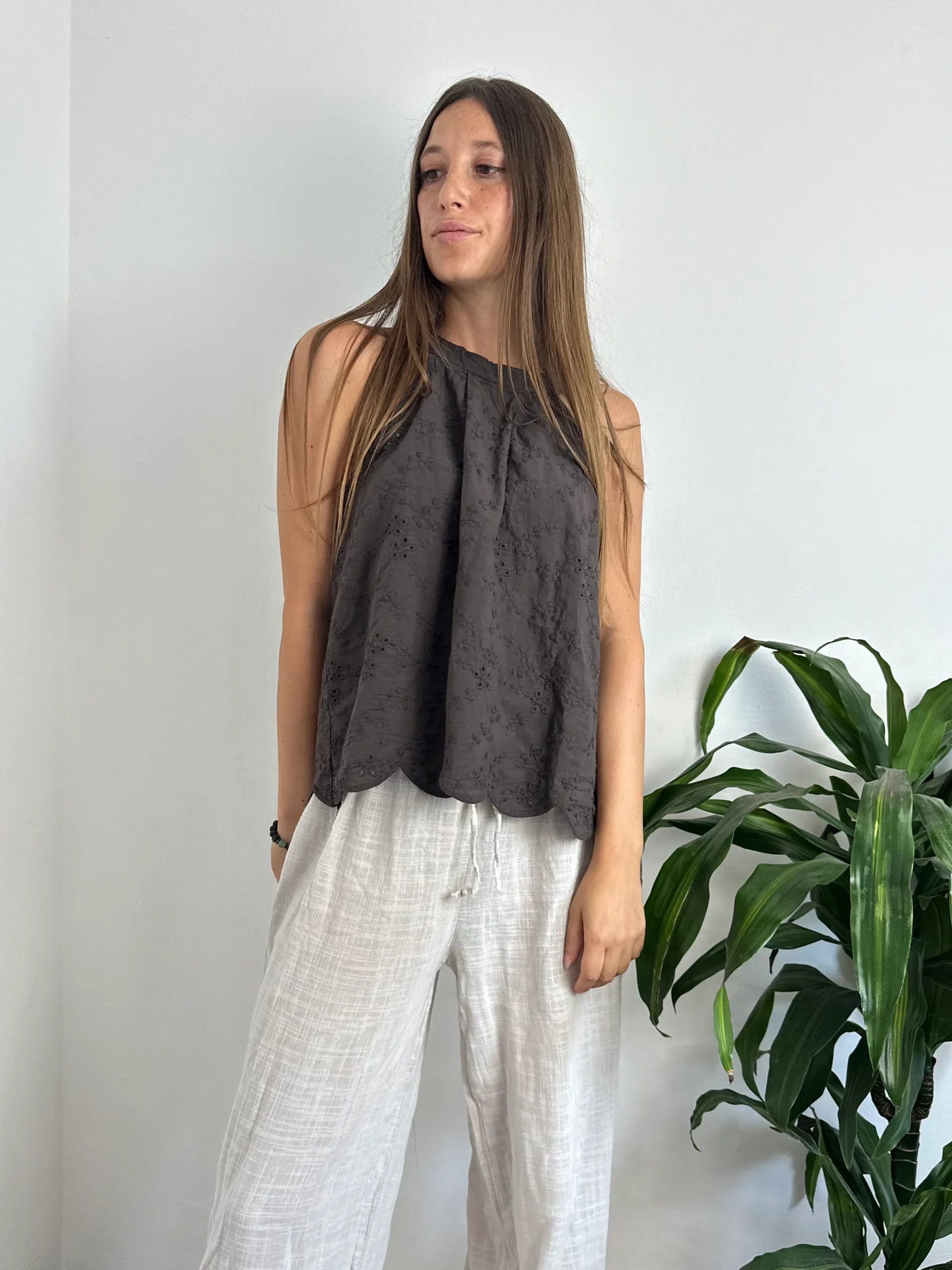 TOP 100% COTONE MARRONE - immagine 2
