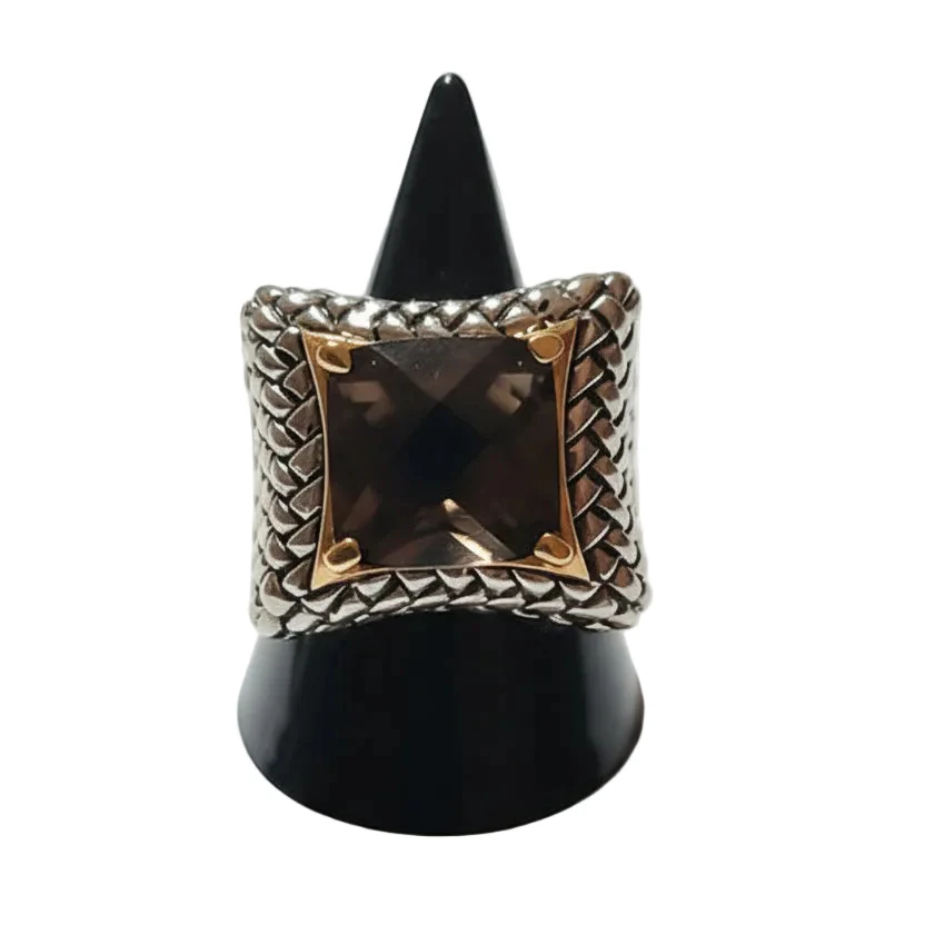 Anello Donna Intreccio Nero e Argento - Design Contemporaneo - immagine 5